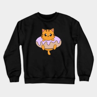 Kawaii Orange Cat inside Donut Crewneck Sweatshirt